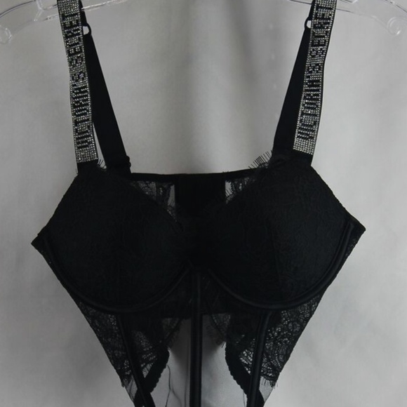 Victoria’s Secret Shine Strap Push Up Corset Top in Black size 32B NWT - Picture 7 of 7